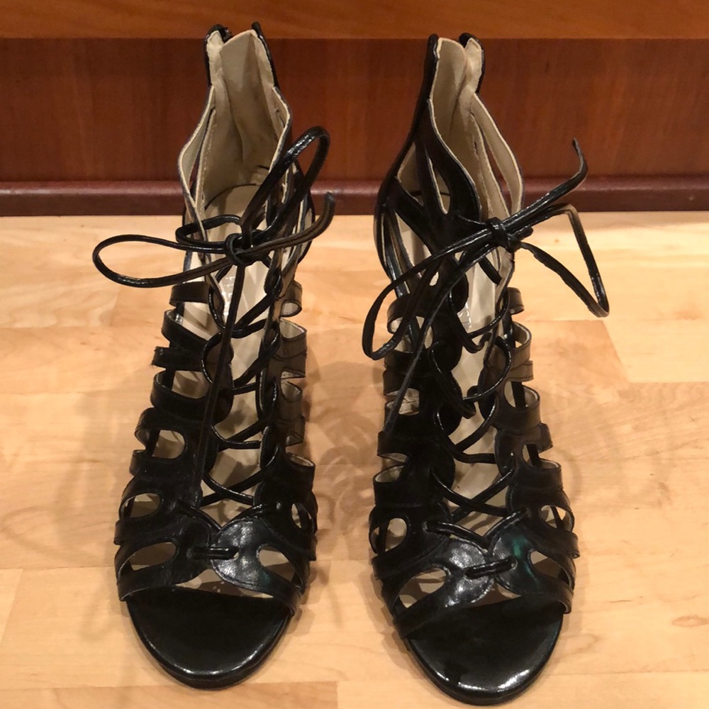 Nine West Black Lace Up Heel/Sandal Size 6